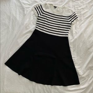 Talbots Black & White Striped Short Sleeve Dress